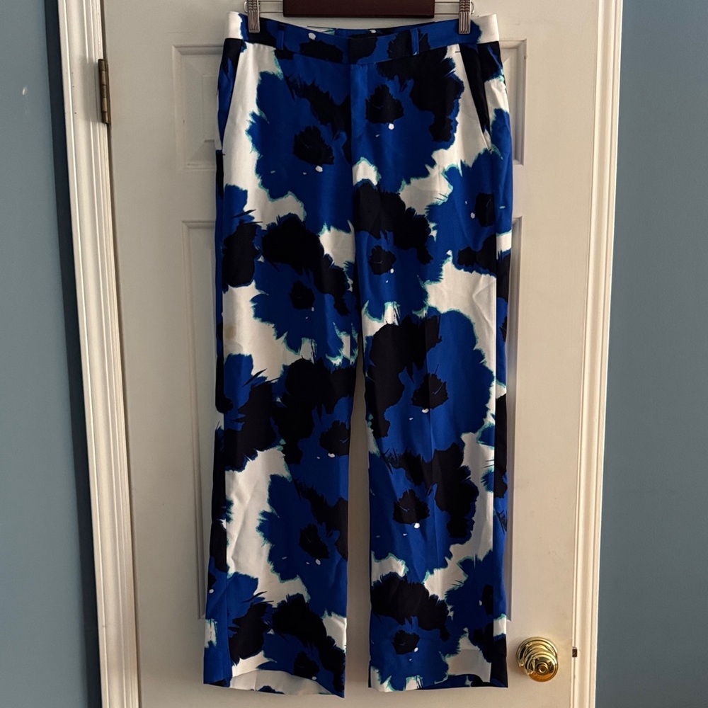 Banana Republic Blue and Black Floral Wide Leg Pants